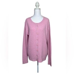 Laura Scott Pink Cable Knit Women's Sweater XL